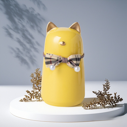 Bowknot Ceramic Cat Urn